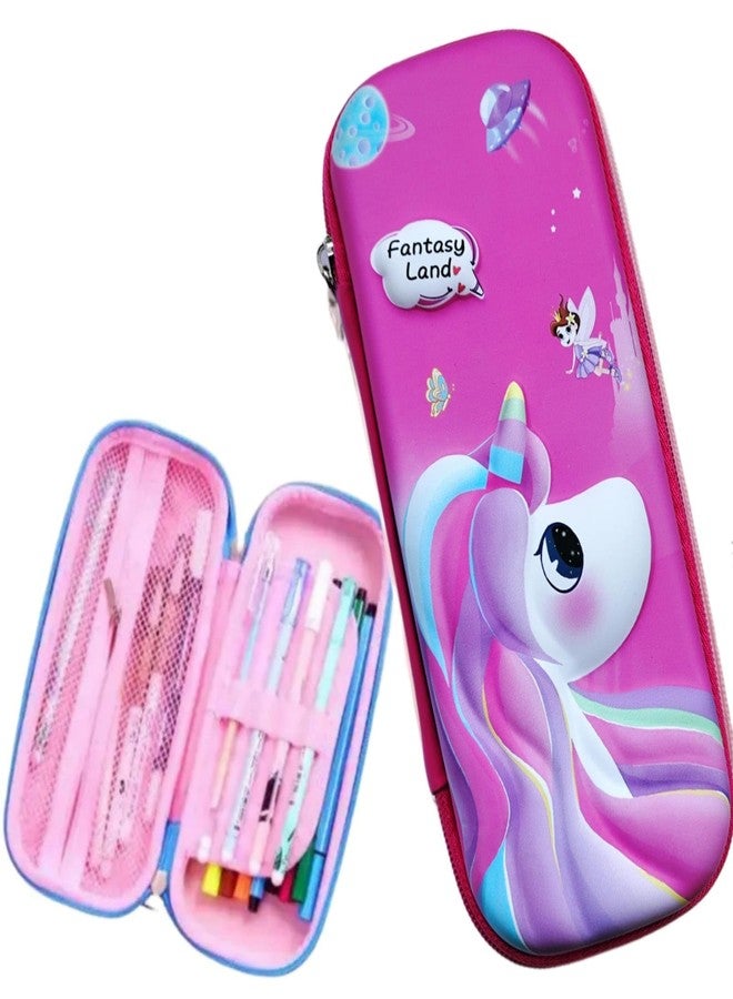 ARTLABEL EVA Large Capacity Stationery Box 3D Cartoon Pen Pencil case Multi-Compartment for School Students with Zip Closure -Best Birthday Gift for Girls, Boys & Kids (SooCute Unicorn) - Image 1